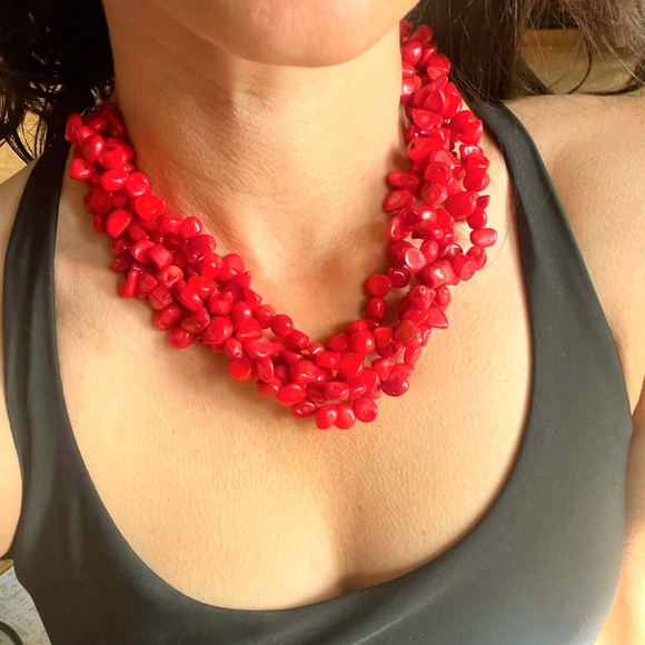 VTG Signed Lucas Lameth LUC Natural Untreated Coral 4 Strand Sterling Necklace - Picture 3 of 10